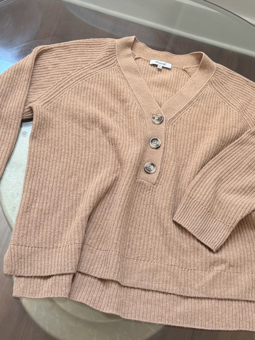 Madewell Button V-Neck Sweater - Picture 2 of 7